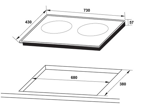 Kích thước của bếp từ đôi Hafele HC-I3732A 536.61.736