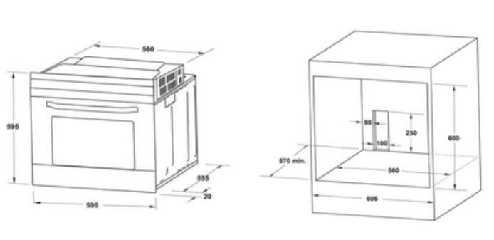 Kích thước lò nướng Hafele HO-2KT65A 538.61.441