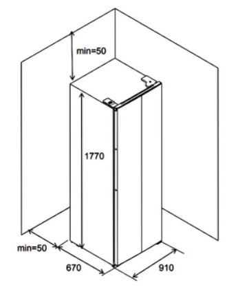 Kích thước tủ lạnh side by side Hafele HF-SB5601FB 534.14.100