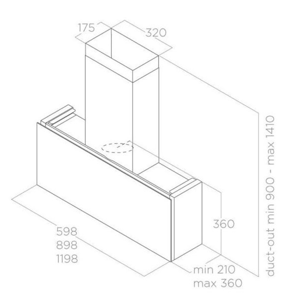 Kích thước máy hút mùi áp tường Elica RULES BL/F/60 PRF0163752