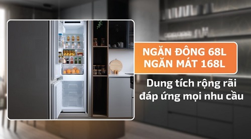 Thiết kế tủ lạnh âm tủ 2 cánh Malloca MF-246EBI