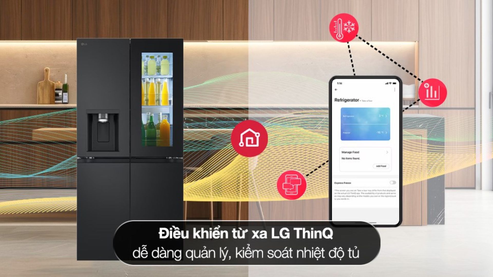 Kết nối th&ocirc;ng minh tủ lạnh 4 c&aacute;nh 508 l&iacute;t LG LFI50BLMAI AEPPEVN
