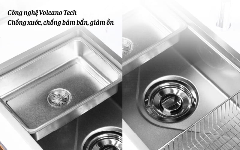 Chậu rửa bát GrandX GX7845V VOLCANO công nghệ volcano tech chống xước