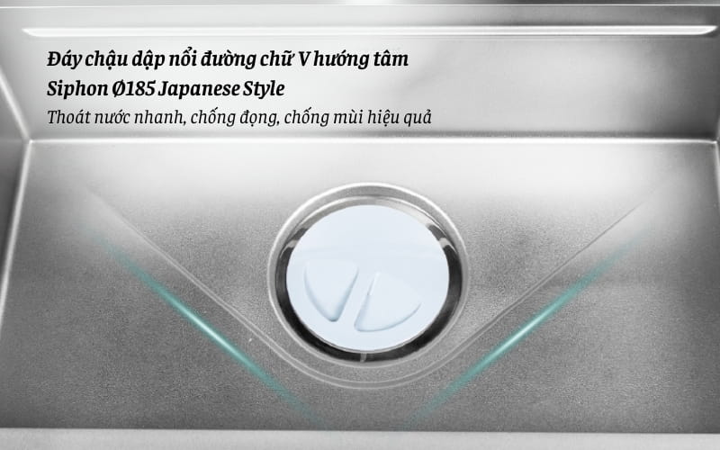 Chậu rửa bát GrandX GX7845V VOLCANO thoát nước nhanh chống đọng chống mùi hiệu quả