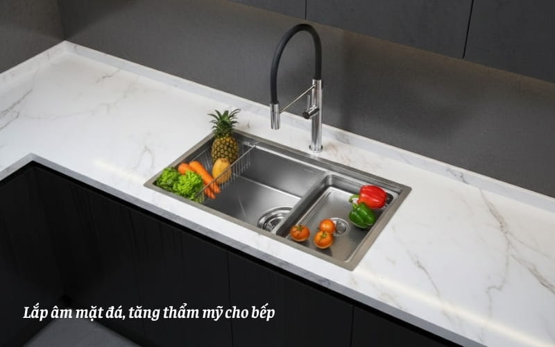 Chậu rửa bát GrandX GX7845V VOLCANO lắp âm mặt đá