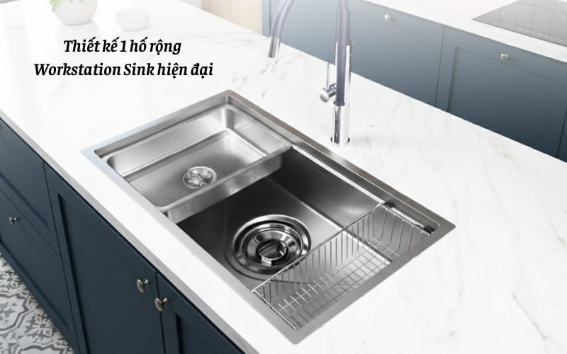 Chậu rửa bát GrandX GX7845V VOLCANO thiết kế 1 hố workstation