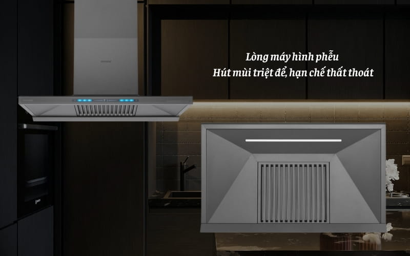 Máy hút mùi GrandX GX H70T81SG lòng máy hình phễu