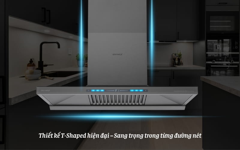 Máy hút mùi GrandX GX H70T81SG thiết kế T-shaped hiện đại sang trọng