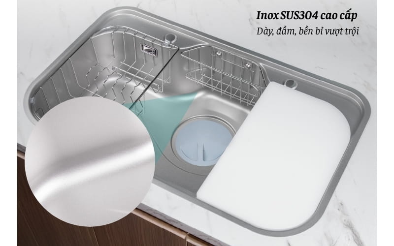 Chậu rửa bát GrandX GX7848JP chất liệu inox 304 bền bỉ
