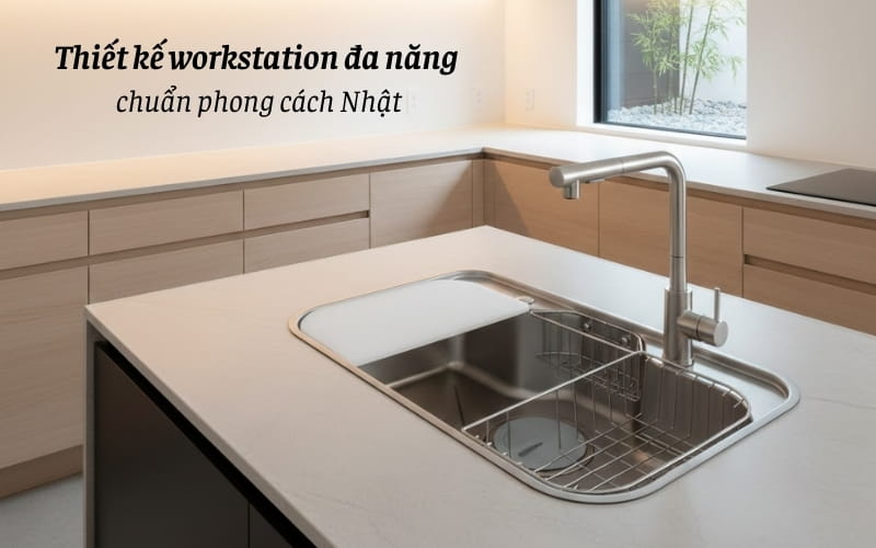 Chậu rửa bát GrandX GX7848JP thiết kế workstation đa năng