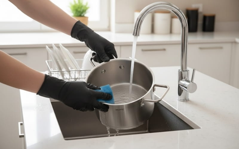 Bộ nồi chảo Grandx GX605 NOBLE vệ sinh dễ d&agrave;ng