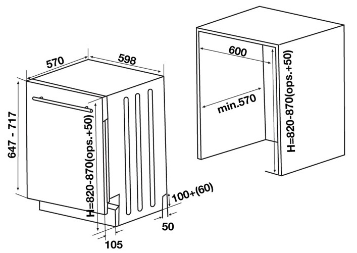 Kích thước của máy rửa bát Hafele HDW-FI60D 533.23.320