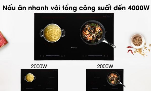 Bếp từ Junger thường được tích hợp nhiều công nghệ tiên tiến như công suất mạnh mẽ lên đến 4000W