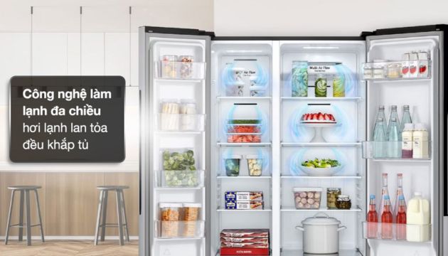 Tủ lạnh LG GR-B256BL trang bị công nghệ làm lạnh đa chiều Multi Air Flow