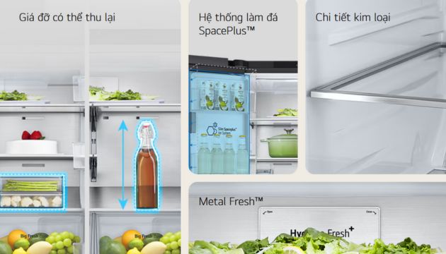 Không gian bên trong tủ lạnh LG và độ hoàn thiện