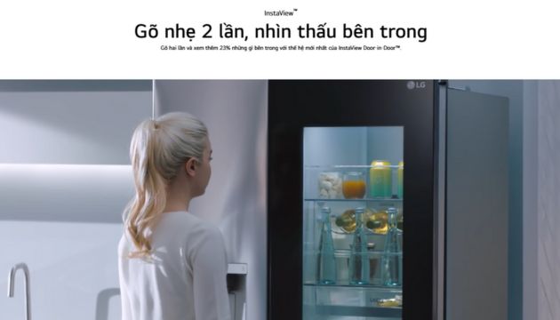 Tủ lạnh lG LFD61BLGAI tính năng InstaView gõ của 2 lần nhìn thấu bên trong