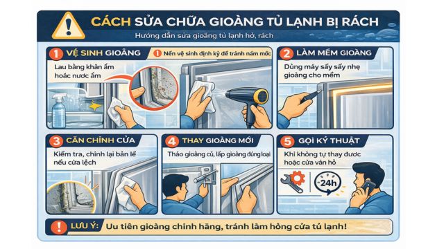 Gioăng tủ lạnh bị rách