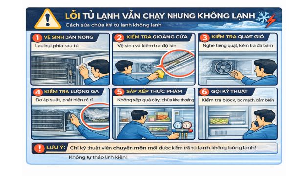 Tủ lạnh vẫn chạy nhưng không lạnh
