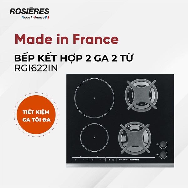 Bếp từ kết hợp ga Rosieres RGI622IN