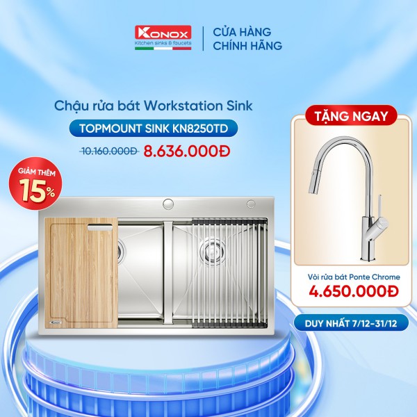 Chậu rửa chén bát Konox Workstation - Topmount Series KN8250TD