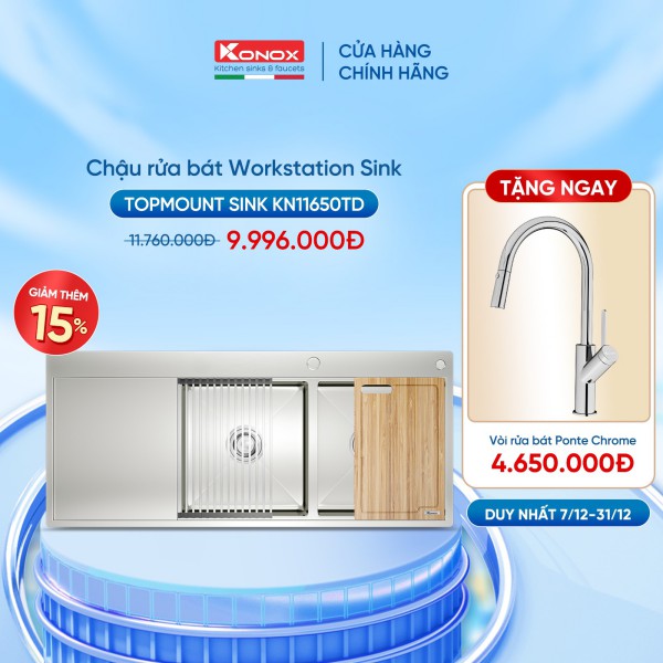 Chậu rửa bát Konox Workstation - Topmount KN11650TD