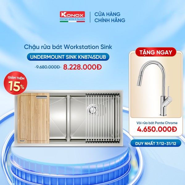 Chậu rửa chén bát Konox Workstation - Undermount Series KN8745DUB