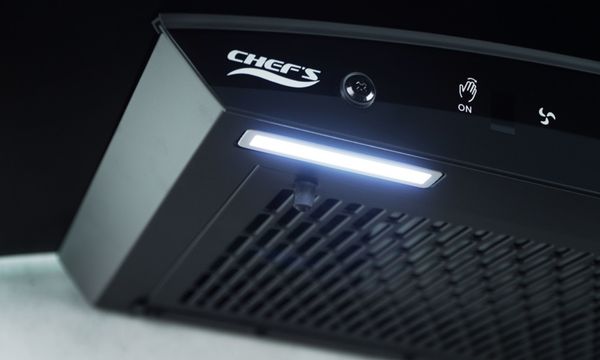 máy hút mùi chefs tiết kiệm điện, được trang bị động cơ không chổi than BLDC hoặc động cơ DC Inverter