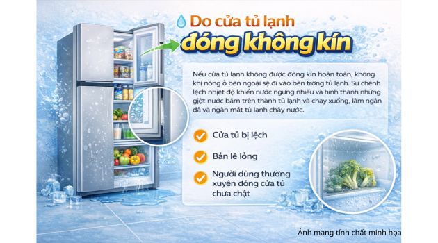 Do cửa tủ lạnh đóng không kín