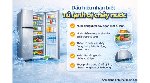 Dấu hiệu nhận biết tủ lạnh bị chảy nước