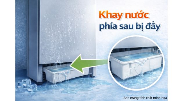 Khay nước phía sau bị đầy