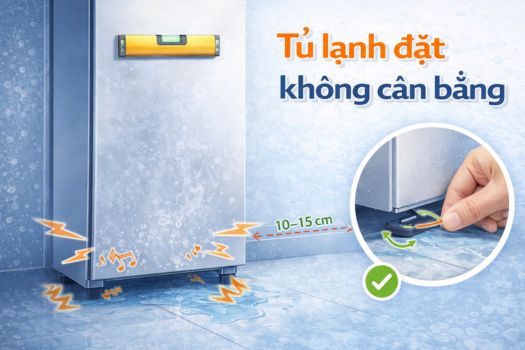 Tủ lạnh đặt không cân bằng
