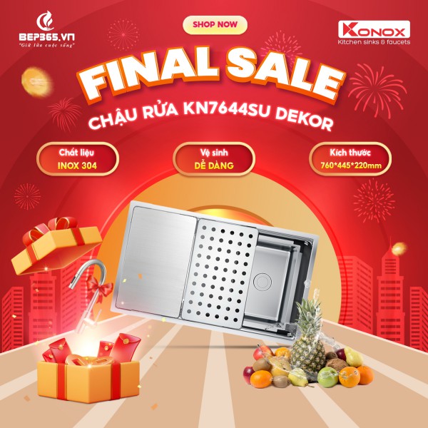 Chậu rửa bát Konox Workstation - Undermount Sink KN7644SU Dekor