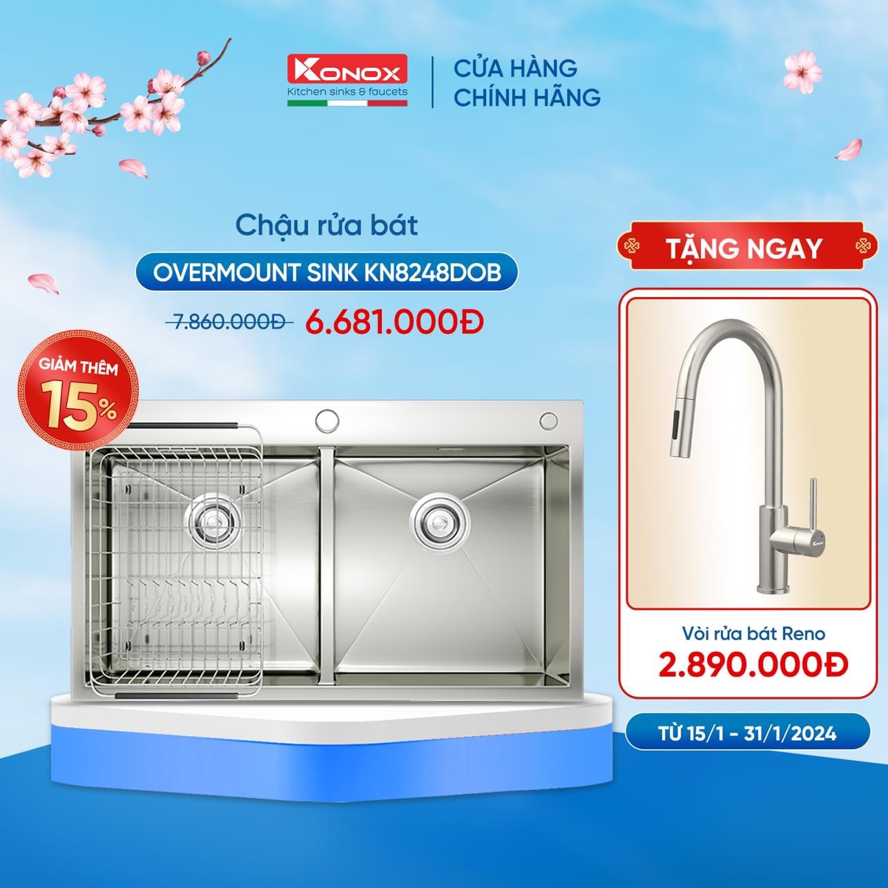 Chậu rửa bát Konox KN8248DOB