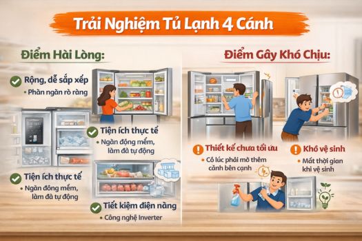 Trải nghiệm thực tế với tủ lạnh 4 cánh