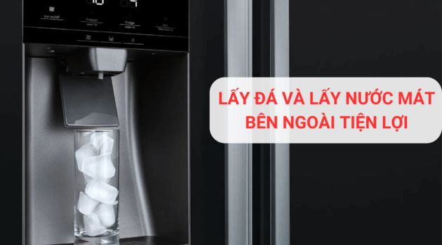 lấy nước và đá bên ngoài của tủ lạnh Bosch