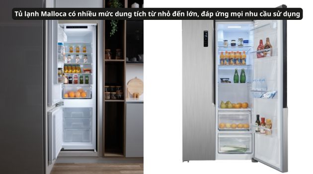 Đánh giá về dung tích & khả năng lưu trữ của tủ lạnh Malloca