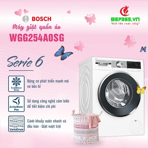 Máy giặt Bosch WGG254A0SG khuyến mãi hấp dẫn 20% + quà tặng