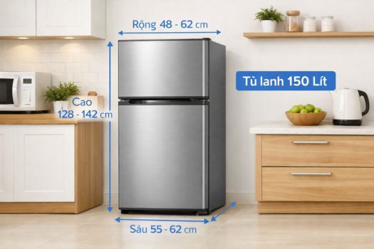 Kích thước tủ lạnh 150 lít