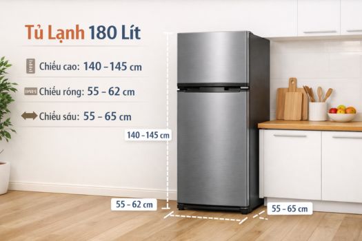Kích thước tủ lạnh 180 lít