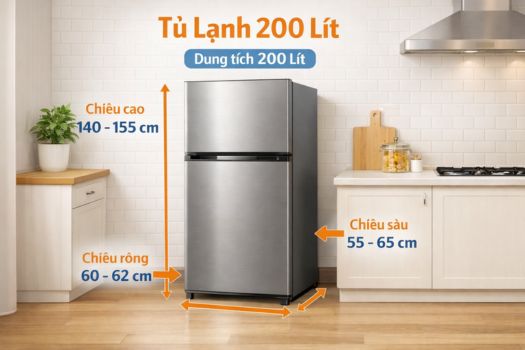 Kích thước tủ lạnh 200 lít 