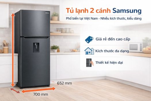 Kích thước tủ lạnh 2 cánh Samsung
