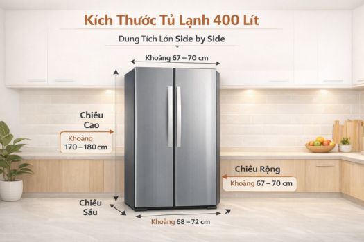 Kích thước tủ lạnh 400 lít