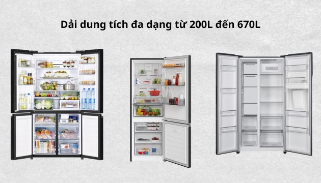 Dung tích tủ lạnh hitachi đa dạng