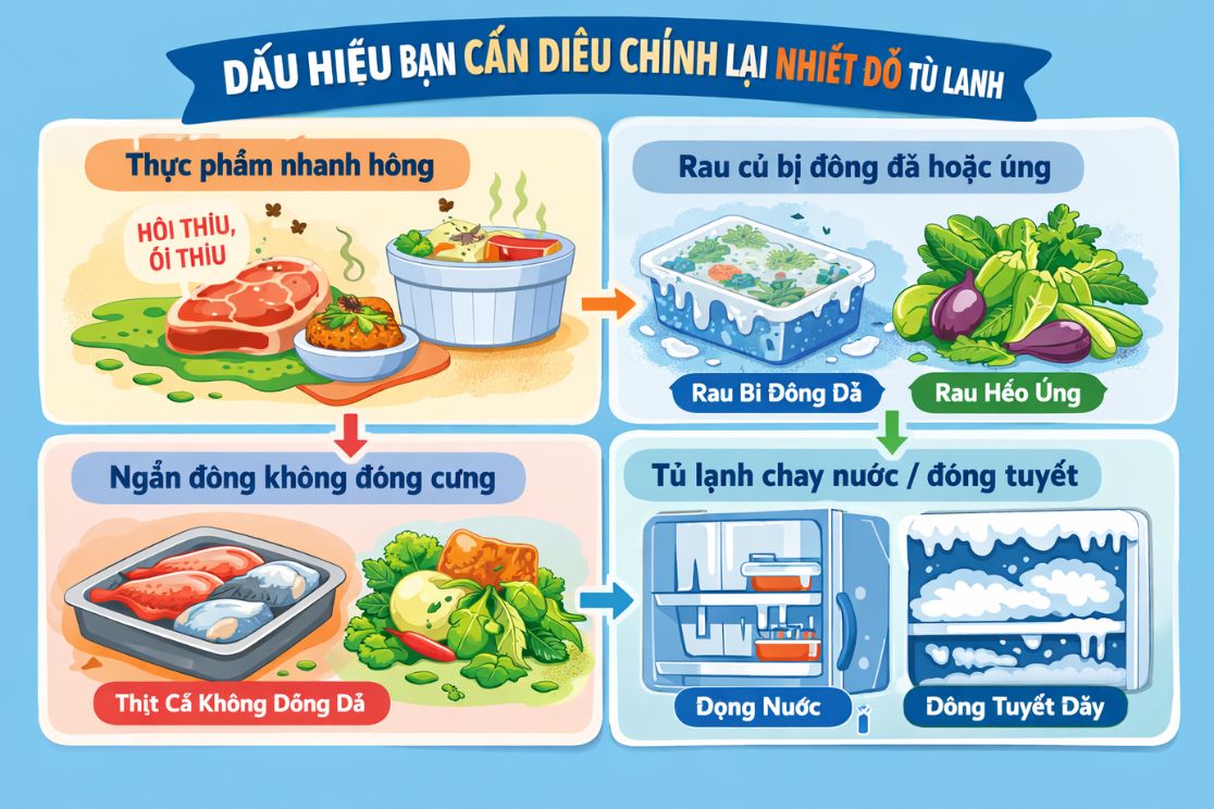 Dấu hiệu cho thấy bạn cần điều chỉnh lại nhiệt độ tủ lạnh