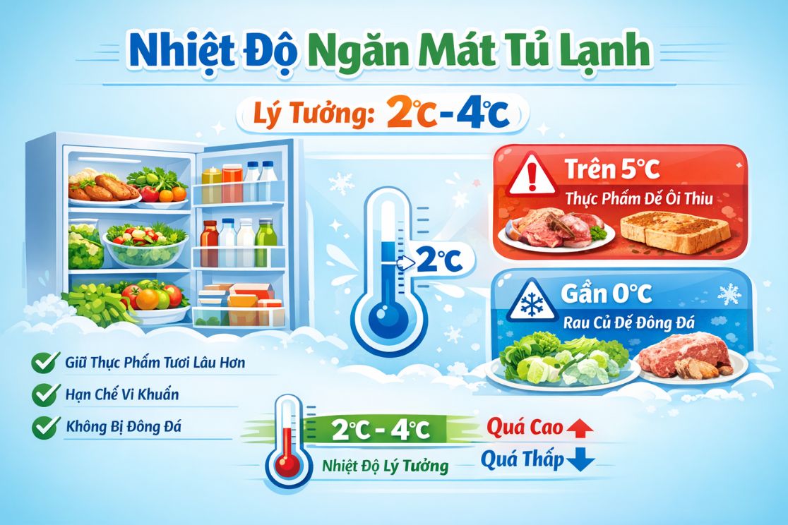 Nhiệt độ cho ngăn mát tủ lạnh
