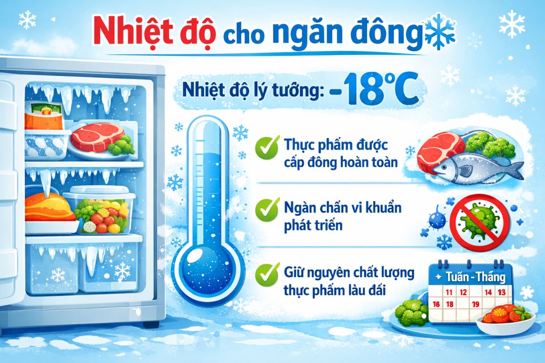 Nhiệt độ cho ngăn đông tủ lạnh