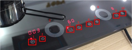 Bảng điều khiển của bếp cảm ứng từ Munchen G60X