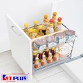 Giá để gia vị nan dẹt Inox mờ, ray giảm chấn Kit Plus DS.40