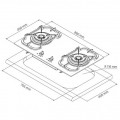 Lích thước Bếp ga Dudoff London 2 bếp Gaia 02Z2 (G02-Z2)