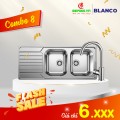 Combo Chậu rửa bát Bosch Blanco DINAS 8S chrome + Vòi rửa bát Blanco MIDA Chrome
